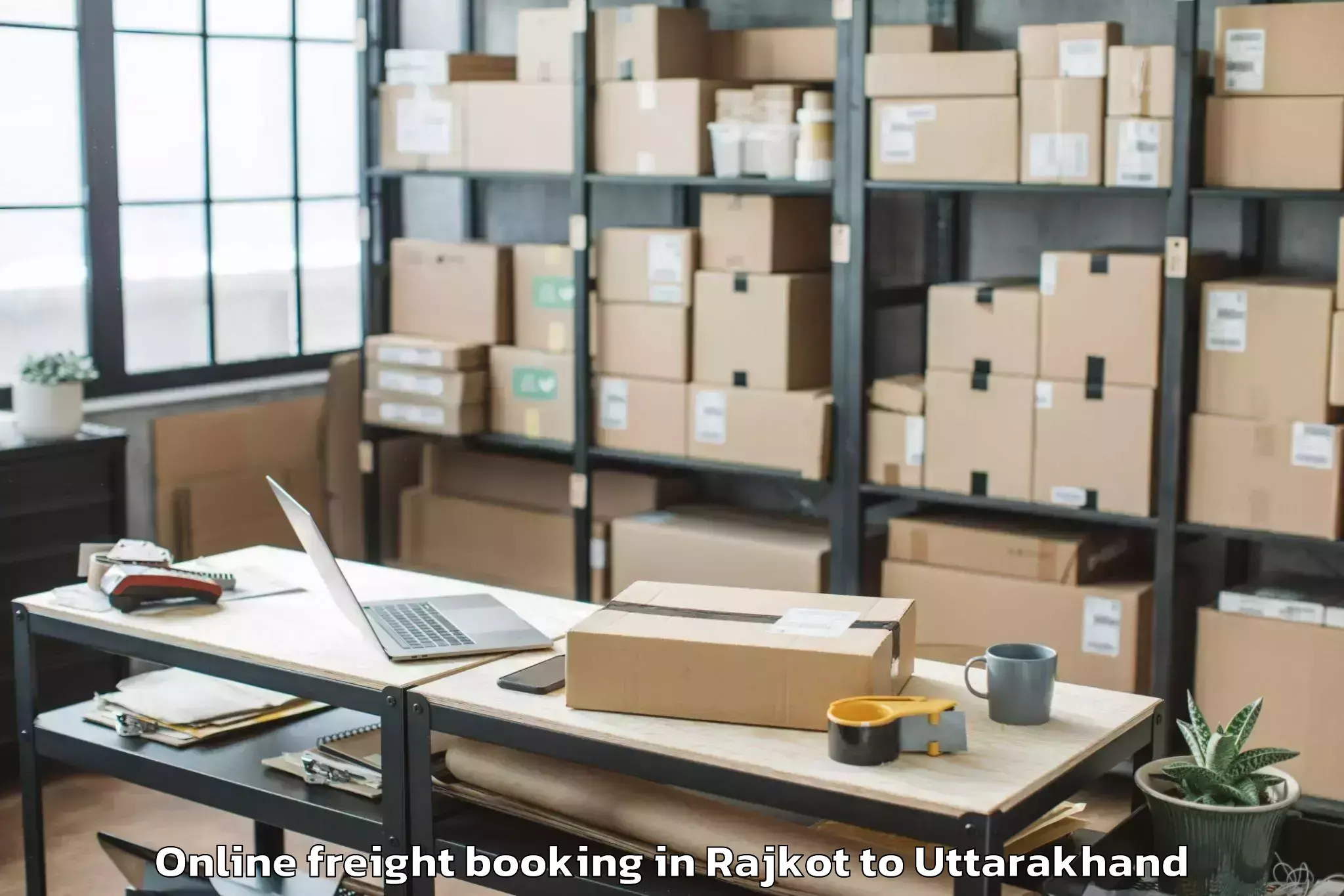 Top Rajkot to Gairsain Online Freight Booking Available